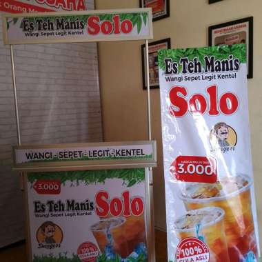 Booth Portable Meja Lipat Rombong Es Teh ukuran 100x60 bahan aluminium tanpa Banner Promosi