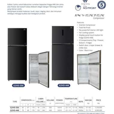 Gea Kulkas 2 pintu G2HD-356 / G2HD 356 / G2HD356 BLACK Multicolor