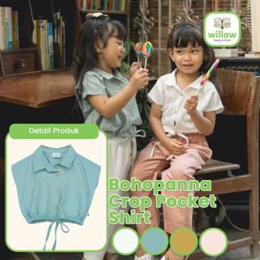 Baju Atasan Anak - Bohopanna Crop Pocket Shirt 4Y Chalk