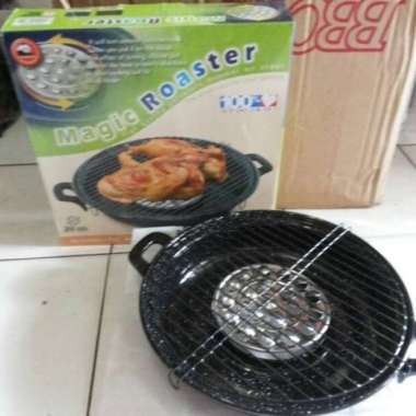 Magic Roaster 34cm Maspion Panggangan Sate Putar Bulat Enamel HItam