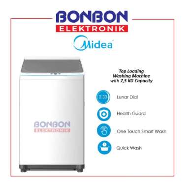 Midea Mesin Cuci 1 Tabung MA100W75 / MA100-W75 / Top Loading MA100 W75 7.5Kg