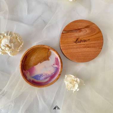 Tatakan Gelas Kayu dan Resin Motif Acak - POPPY coaster Blossom