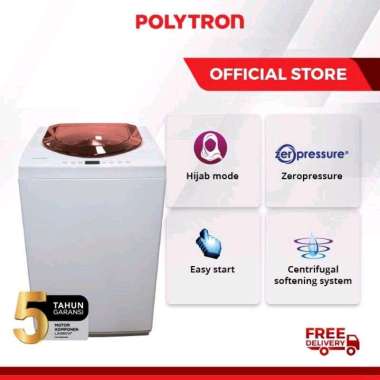 POLYTRON Mesin Cuci 1 Tabung Top Loading 8 Kg New Zeromatic PAW-80517 WM/WB Original red
