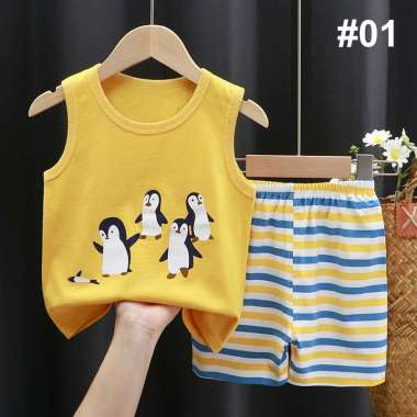 AliMaMa - SET SINGLET ANAK - Setelan Baju Bayi Lengan Pendek Laki - Laki Perempuan Kaos Kaus Medan #