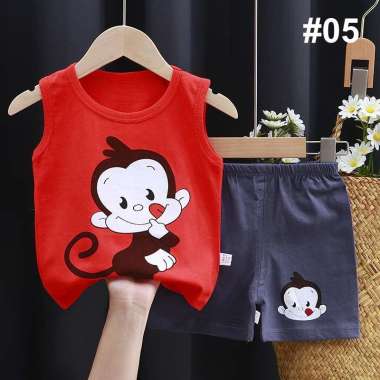 AliMaMa - SET SINGLET ANAK - Setelan Baju Bayi Lengan Pendek Laki - Laki Perempuan Kaos Kaus Medan #
