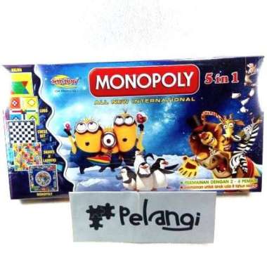 Monoli 5 in 1 Board Game Vintage Family Game Mainan Keluarga Seru Minions/Madagascar