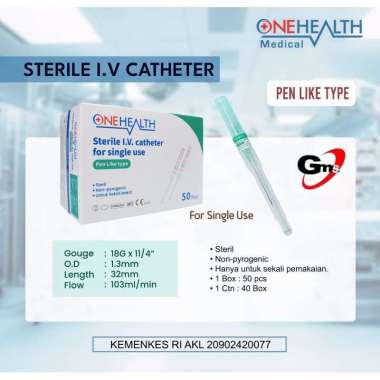 IV Catheter Onehealth Per Pcs / Abocath 14G , 16G , 18G , 20G , 22G , 24G , 26G - 16G