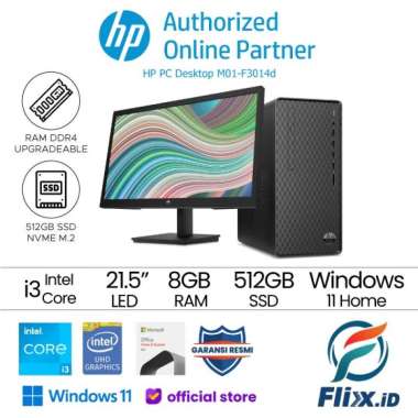 HP PC Desktop M01-F3014d Core i3-13100 8GB 512GB SSD Win 11+OHS 2021