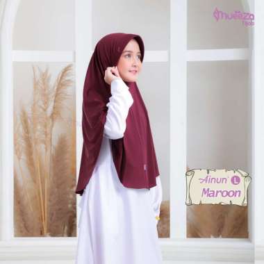 Mueeza Hijab Anak Ainun Size L SMP-SMA Bergo Sekolah Polos Pet Antem - Premium Spandex Jersey L Maro