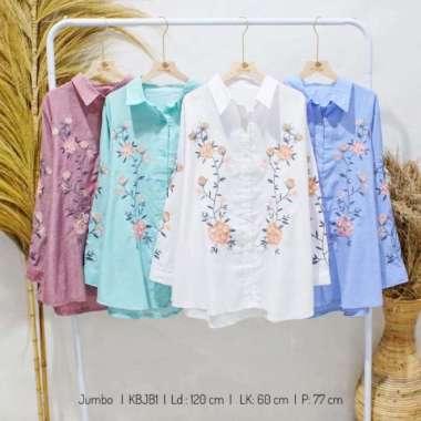YC217 Kemeja Bordir Wanita Jumbo Dress Tunik Katun Atasan Baju Kerja