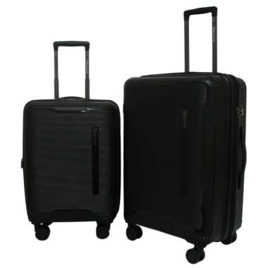 Navy Club Aulus Koper Hardcase Set - Fiber PP 4 Roda Putar TSA Lock - Size 20+24 Inch Black