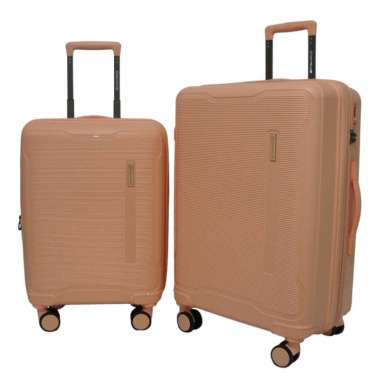 Navy Club Aulus Koper Hardcase Set - Fiber PP 4 Roda Putar TSA Lock - Size 20+24 Inch Rosegold