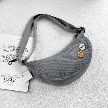 Slingbag Corduroy Loly Tas Slempang Pushop - Hitam Abu