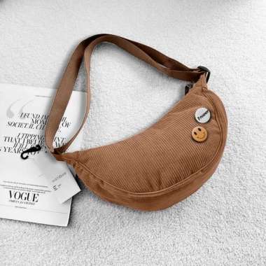 Slingbag Corduroy Loly Tas Slempang Pushop - Hitam Coklat
