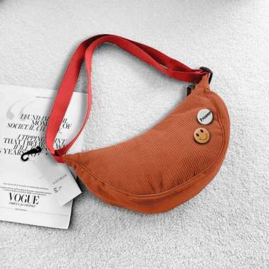 Slingbag Corduroy Loly Tas Slempang Pushop - Hitam Teracotta