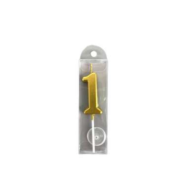 OEM SK-C1139 Lilin Angka Gold 0-9 Hiasan Kue Ultah / Lilin Ulang Tahun Emas Lilin Angka Metalik Numb