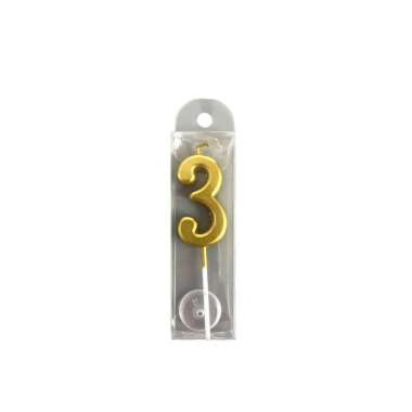 OEM SK-C1139 Lilin Angka Gold 0-9 Hiasan Kue Ultah / Lilin Ulang Tahun Emas Lilin Angka Metalik Numb