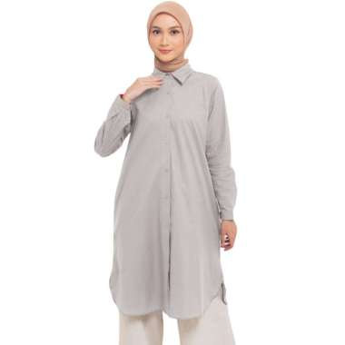 Dauky Atasan Tunik Kemeja Wanita Tunic Basic Katun Prada XL Silver Grey