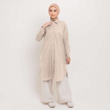 Dauky Atasan Tunik Kemeja Wanita Tunic Basic Katun Prada Large Nude