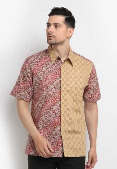 Arjuna Weda Hem Batik Latar Lereng Kawung 53187072 - Merah M