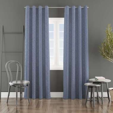 Gorden Jendela/Pintu Polos embos Cantik FREE HOOK dan TALI LP L100XT225CM Blue