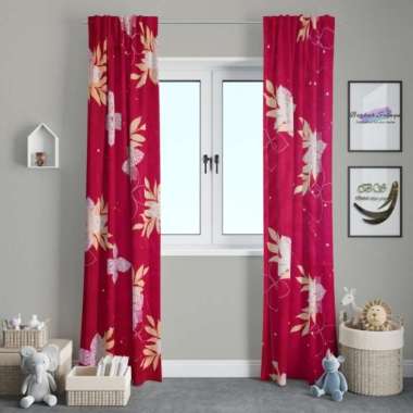 Gorden Jendela Kaca/Pintu Mewah Hordeng Gelombang Cantik FREE HOOK dan LP 120x200 Redflow