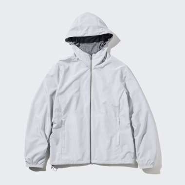 UNIQLO Jaket Reversible Parka Pria Reversibel Water Repellent Light Gray S