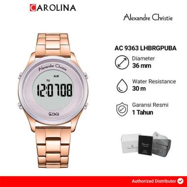 Jam Tangan Wanita Alexandre Christie DIGI AC 9363 LHBRGPUBA Light Purple Digital Dial Rose Gold Stai