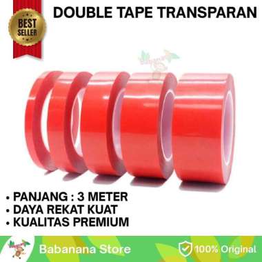 Double Tape Transparan Bening Clear Adhesive Waterproof Dua sisi - 15 mm 15 mm - 1.0 mm