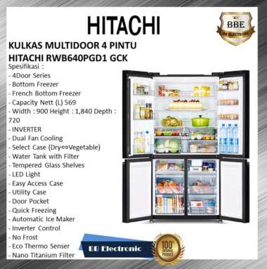 Kulkas Multidoor 4 Pintu Hitachi Rwb640Pgd1 Gck Multicolor