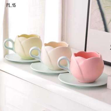 Tea Set / Shabby Chic Tableware / Tulip Teacup (PL15) Short Teacup Kuning