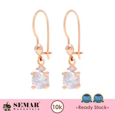 Anting Emas Panjang Batu Putih Bulat Gold 10K Semar Nusantara