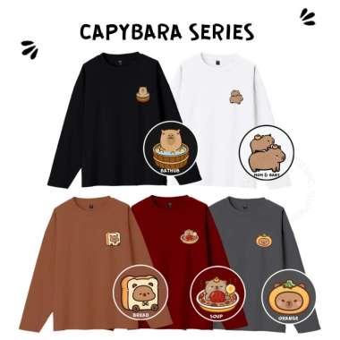 ELLIPSESINC Kaos Lengan Panjang Capybara Series PANJANG JUMBO MOM & BABY - PUTIH