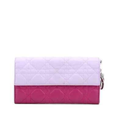 Christian Dior 2 Tone Pink Cannage Leather Lady Dior Woc I15322C