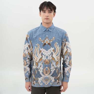 M231 Kemeja Pria Batik Panjang 0709 Biru XXL