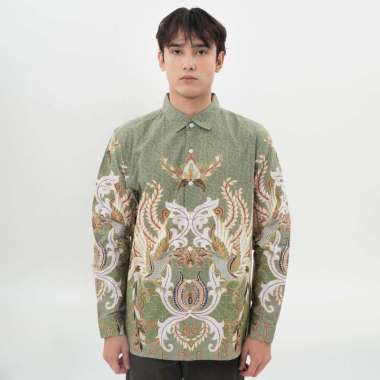 M231 Kemeja Pria Batik Panjang 0709 Hijau L