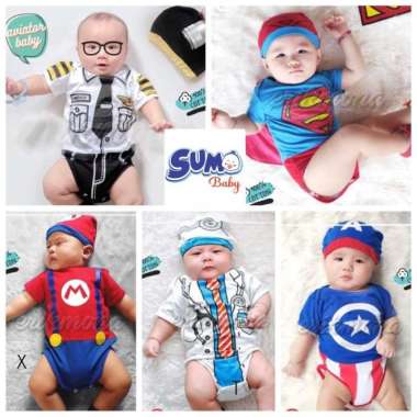 Baju Jumper Anak Bayi Set Topi Motif Karakter Lucu Katun Halus Lembut S Superman