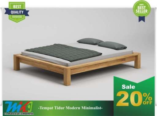 Ranjang dipan tempat tidur tanpa sandaran kepala bahan kayu jati murah 120 x 200