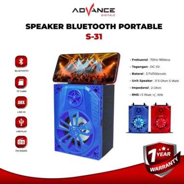 Advance S31 Speaker Bluetooth Portable Extra Bass Merah