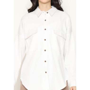 Urban Exchange Ariana Waffle White Shirt - Atasan Kemeja Outer Putih L White
