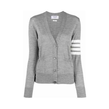 Thom Browne 4-Bar V-Neck Cardigan Light Grey 38 Grey