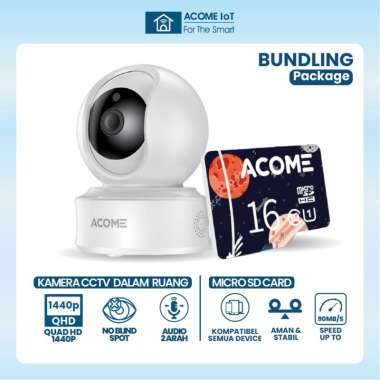 Acome Iot CCTV APC03 + Micro SD 16 Gb ACOME FULL HD 1440P 4MP No Blind Spot 2 Arah