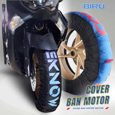 Sarung Ban Motor BIRU HITAM– Cover Penutup Ban – Pelindung Ban– Bungkus Ban – Selimut Ban Motor Univ