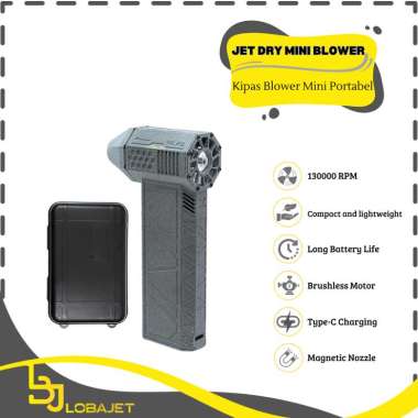 LOBAJET Mini Turbo Jet Dry Blower Duct Fan 130000 RPM - Kipas Blower Mini Portabel Grey