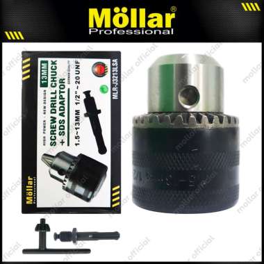 MOLLAR J3213LSA Adaptor SDS Plus Kepala Bor 13 mm 1/2" 20 UNF Screw Drill Chuck black