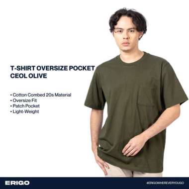 Erigo T-Shirt Oversize Pocket Ceol Olive M