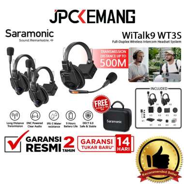 JPC KEMANG Saramonic WiTalk9 Series WT3S 3-Person Full Duplex Wireless Intercom Headset System WiTal
