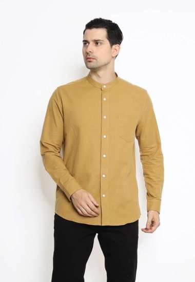 MAGINOT Kemeja Pria KOKO Basic Polos Lengan Panjang MUSTARD MUSTARD L