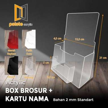 AKRILIK TEMPAT BROSUR A5+KOTAK KARTU NAMA/AKRILIK A5 TEBAL 2MM Hitam
