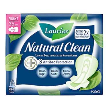 Laurier Natural Clean Night Pembalut Wanita 35 cm 12 pcs